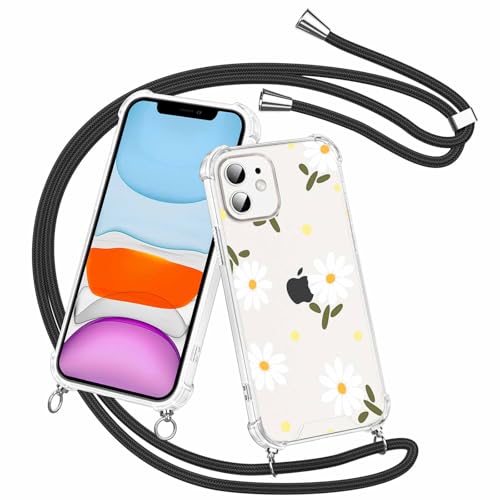 Olgary für iPhone 11 Hülle mit Band, Transparent Handyhülle Blumen Gänseblümchen Muster mit Handykette zum Umhängen Kette Kordel Necklace, Harter PC Stoßfest Dünn Schutzhülle Case Olgary für iPhone 11 Hülle mit Band, Transparent Handyhülle Blumen Gänseblümchen Muster mit Handykette zum Umhängen Kette Kordel Necklace, Harter PC Stoßfest Dünn Schutzhülle Case von Olgary