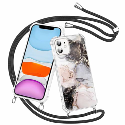 Olgary für iPhone 11 Hülle mit Band, Transparent Handyhülle Schwarzer Marmor Muster mit Handykette zum Umhängen Kette Kordel Necklace, Harter PC Stoßfest Ultra Dünn Schutzhülle Case Olgary für iPhone 11 Hülle mit Band, Transparent Handyhülle Schwarzer Marmor Muster mit Handykette zum Umhängen Kette Kordel Necklace, Harter PC Stoßfest Ultra Dünn Schutzhülle Case von Olgary