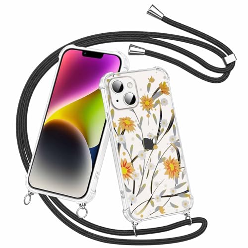 Olgary für iPhone 14 / iPhone 13 Hülle mit Band, Transparent Handyhülle Blumen Floral Muster mit Handykette zum Umhängen Kette Kordel Necklace, Harter PC Stoßfest Ultra Dünn Schutzhülle Case Olgary für iPhone 14 / iPhone 13 Hülle mit Band, Transparent Handyhülle Blumen Floral Muster mit Handykette zum Umhängen Kette Kordel Necklace, Harter PC Stoßfest Ultra Dünn Schutzhülle Case von Olgary