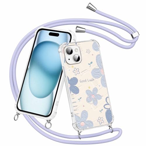 Olgary für iPhone 15 Hülle mit Band, Transparent Handyhülle Blumen Floral Muster mit Handykette zum Umhängen Kette Kordel Necklace, Harter PC Stoßfest Ultra Dünn Schutzhülle Case Olgary für iPhone 15 Hülle mit Band, Transparent Handyhülle Blumen Floral Muster mit Handykette zum Umhängen Kette Kordel Necklace, Harter PC Stoßfest Ultra Dünn Schutzhülle Case von Olgary
