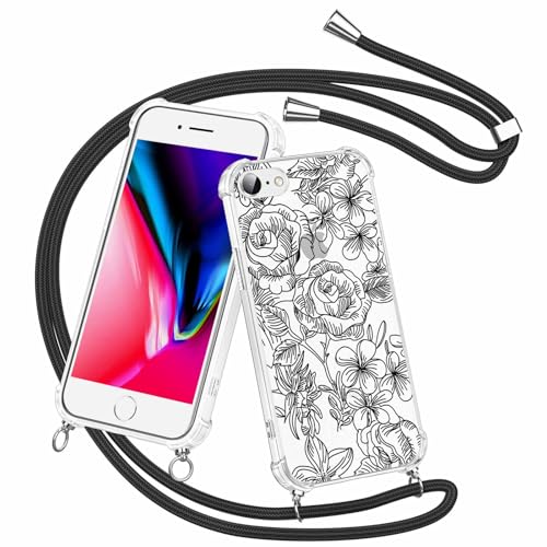 Olgary für iPhone 8/7 / SE 2020 / SE 2022 Hülle mit Band, Transparent Handyhülle Blumen Floral Muster mit Handykette zum Umhängen Kette Kordel Necklace, Harter PC Stoßfest Dünn Schutzhülle Case Olgary für iPhone 8/7 / SE 2020 / SE 2022 Hülle mit Band, Transparent Handyhülle Blumen Floral Muster mit Handykette zum Umhängen Kette Kordel Necklace, Harter PC Stoßfest Dünn Schutzhülle Case von Olgary