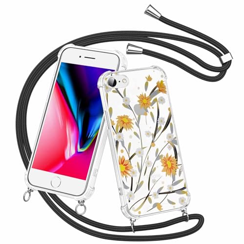 Olgary für iPhone 8/7 / SE 2020 / SE 2022 Hülle mit Band, Transparent Handyhülle Blumen Floral Muster mit Handykette zum Umhängen Kette Kordel Necklace, Harter PC Stoßfest Dünn Schutzhülle Case Olgary für iPhone 8/7 / SE 2020 / SE 2022 Hülle mit Band, Transparent Handyhülle Blumen Floral Muster mit Handykette zum Umhängen Kette Kordel Necklace, Harter PC Stoßfest Dünn Schutzhülle Case von Olgary