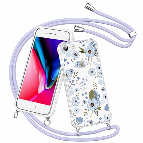 Olgary für iPhone 8/7 / SE 2020 / SE 2022 Hülle mit Band, Transparent Handyhülle Blumen Floral Muster mit Handykette zum Umhängen Kette Kordel Necklace, Harter PC Stoßfest Dünn Schutzhülle Case Olgary für iPhone 8/7 / SE 2020 / SE 2022 Hülle mit Band, Transparent Handyhülle Blumen Floral Muster mit Handykette zum Umhängen Kette Kordel Necklace, Harter PC Stoßfest Dünn Schutzhülle Case von Olgary