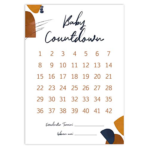 Baby Countdown DIN A4 Schwangerschaft Kalender Poster - SSW Rechner, Tage bis zur Geburt, Geschenk für Schwangere und werdende Mütter (Modern Lineart) von Olgs