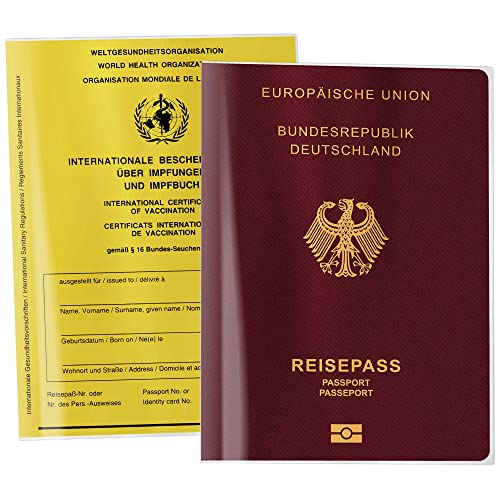 OLGS Reisepass/Impfpass Hülle transparent | Impfpasshülle, Reisepasshülle für Kinder und Erwachsene| Schutzhülle für NEUEN Impfausweis & Reisepass 10x13,7cm – MADE IN GERMANY (Blanko 5 Stk.) von Olgs