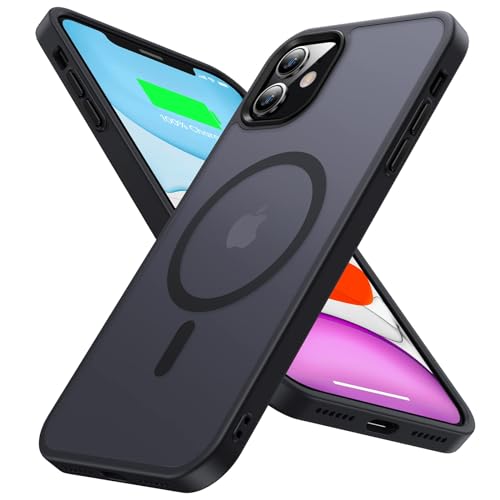 Olialia Starke magnetische Hülle für iPhone 11, [kompatibel mit MagSafe] [Militärischer Fallschutz] Hautfreundlicher Touch Stoßfest Schutzhülle Slim Phone Cover 6,1 Zoll, Schwarz von Olialia