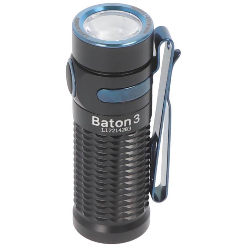 Olight Baton 3 LED-Taschenlampe 1200 Lumen, wiederaufladbar, rutschfestes Texturdesign, inklusive IMR16340 3,7V 550mAh Akku und Ladekabel, schwarz von Olight