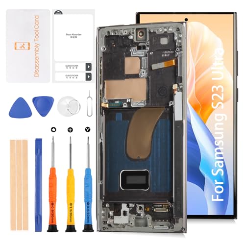 Olivechard Ersatz-Touch-Digitizer für Samsung Galaxy S23 Ultra 5G S918 17,2 cm (6,8 Zoll) OLED LCD + Phantomschwarzer Rahmen (nicht OEM 17,3 cm) LCD-Display, Ersatz-Touch-Digitizer, Montageset S918B, von Olivechard