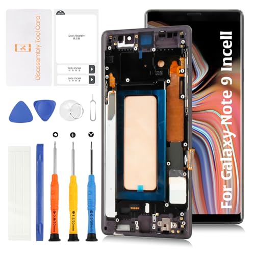 Olivechard InCell Note 9 Display Bildschirm Ersatz für Samsung Galaxy Note 9 mit mitternachtsschwarzem Rahmen N960U N960F N960W LCD Bildschirm Touch Digitizer Assembly (ohne Fingerabdruckfunktion) von Olivechard