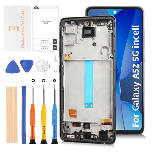 Olivechard Incell Screen Galaxy A52 5G a526 Bildschirm mit Rahmen Ersatz Touchscreen Digitizer für Samsung Galaxy A52 5G 6,5 Zoll A526B A526B/DS A5260 A526W A526U A526U1 Display Montage mit von Olivechard