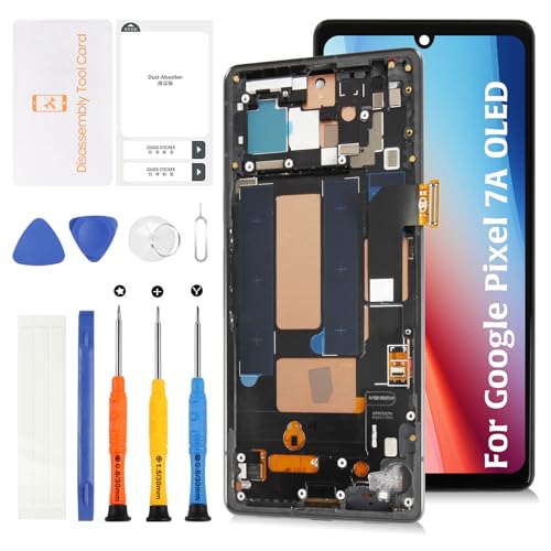 Olivechard OLED Ersatzdisplay für Google Pixel 7A 15,2 cm (6 Zoll) Display + Rahmen (Fingerabdruck-Unterstützung), LCD-Display, Touch-Digitalisierer, Montage G0DZQ GWKK3 GHL1X von Olivechard