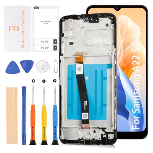 Olivechard Original A22 5G OEM Bildschirm LCD Display + grauer Rahmen für Samsung Galaxy A22 5G A226B A226BR 16,8 cm (6,6 Zoll) LCD Bildschirm Display Ersatz Touch Digitizer Montageset (nicht für A22 von Olivechard
