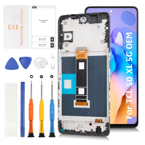 Olivechard Original für TCL 50 XL 17,2 cm + Rahmen LCD Bildschirm Ersatz 50XL 5G T702W LCD Display Touch Digitizer Bildschirm Montage mit Reparaturwerkzeugen von Olivechard