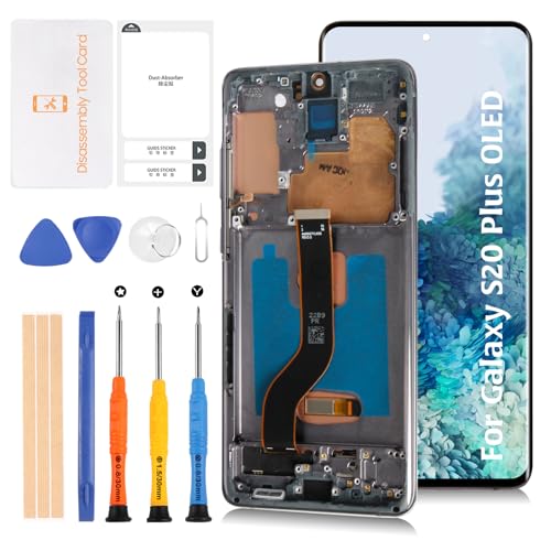Olivechard S20+ 5G OLED LCD Display + Cosmic Grey Frame 16.9 cm Not 17.0 cm for Samsung Galaxy S20 Plus 4G SM-G985/S20+ 5G SM-G986 LCD Screen Replacement Touch Digitizer Assembly Kit Olivechard S20+ 5G OLED LCD Display + Cosmic Grey Frame 16.9 cm Not 17.0 cm for Samsung Galaxy S20 Plus 4G SM-G985/S20+ 5G SM-G986 LCD Screen Replacement Touch Digitizer Assembly Kit von Olivechard