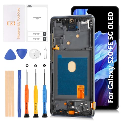 Olivechard S20 FE 4G G780/5G G781 OLED LCD Display + Cloud Navy Rahmen für Samsung Galaxy S20 FE 4/5G 6,4 Zoll LCD Bildschirm Display Ersatz Touch Digitizer Assembly Kit sm-g781b/u/u1/w/n/v sm-g780f/g von Olivechard