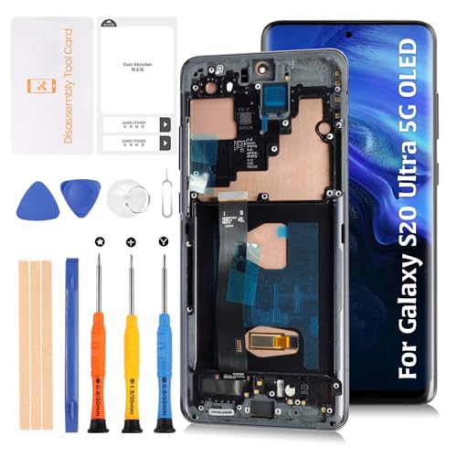 Olivechard S20 Ultra 4G/5G G988 OLED LCD Display + Cosmic Black Frame 17.2 cm Touch Digitizer Assembly for Samsung Galaxy S20 Ultra SM-G988B G988U G988W B/DS LCD Screen Display Replacement Kit Olivechard S20 Ultra 4G/5G G988 OLED LCD Display + Cosmic Black Frame 17.2 cm Touch Digitizer Assembly for Samsung Galaxy S20 Ultra SM-G988B G988U G988W B/DS LCD Screen Display Replacement Kit von Olivechard