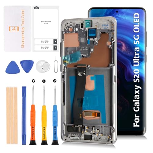 Olivechard S20 Ultra 4G/5G G988 OLED LCD Display + Cosmic Grey Frame 17.2 cm Touch Digitizer Assembly for Samsung Galaxy S20 Ultra SM-G988B G988U G988W B/DS LCD Screen Display Replacement Kit Olivechard S20 Ultra 4G/5G G988 OLED LCD Display + Cosmic Grey Frame 17.2 cm Touch Digitizer Assembly for Samsung Galaxy S20 Ultra SM-G988B G988U G988W B/DS LCD Screen Display Replacement Kit von Olivechard