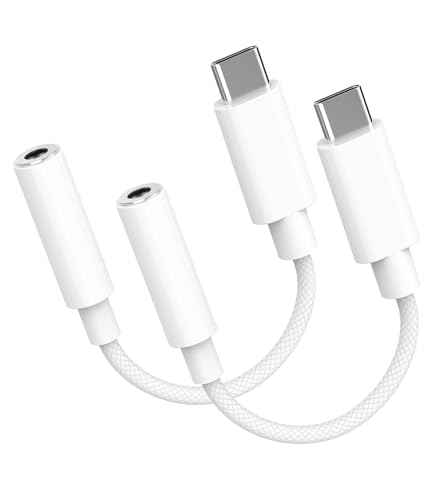 Adapter USB C auf Klinke, 2 Stück USB Typ C auf 3,5 mm Kopfhörer Klinke Aux Audio Dongle für iPhone 15 Pro/Max/, Samsung S23 /23+/S22/S21+ Ultra Note 20 A53/Huawei P50/P40/Pro Mate50 /Pixel von Oliveria