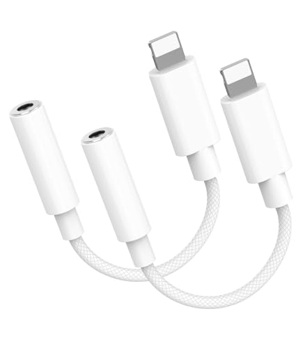 Apple Kopfhöreradapter für iPhone, 2 Stück Dongle auf 3,5mm Klinke iPhone Adapter kopfhörer Aux Audioanschluss Kopfhörersplitter Kompatibel für iPhone 14/13/12/11 Pro/X/XS Max/XR/8/7 von Oliveria