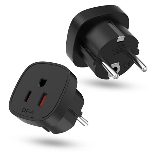 Oliveria 2 Stück Reiseadapter, US to EU Adapter, Adapterstecker USA Deutschland Stecker, Reisestecker US auf EU, US Adapter EU, USA Adapter Steckdose, EU Stecker Adapter für Geräte mit USA Schwarz von Oliveria