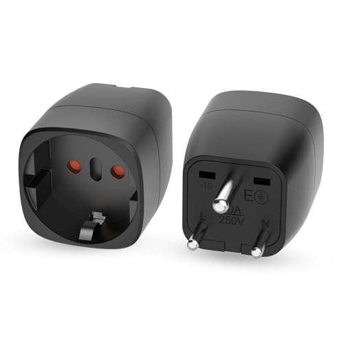 Oliveria 2 Stück Reiseadapter für Indien, Adapter Indien Steckdose, Reiseadapter Indien, Reisestecker Typ D, Adapter für Sri Lanka, Indien, Nepal, Reisestecker Indien Stromadapter-schwarz von Oliveria