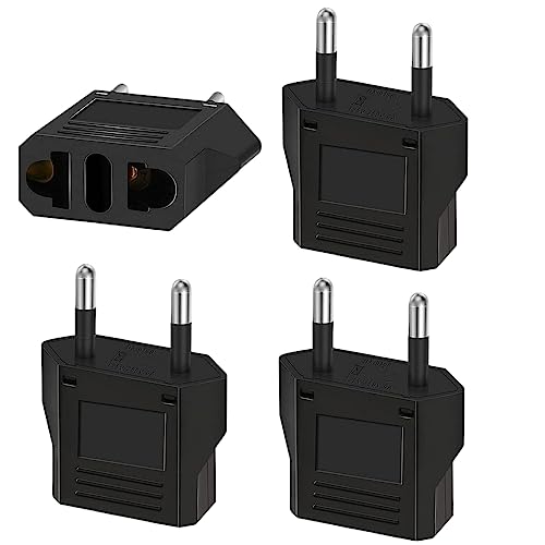 Oliveria 4 Stück Reiseadapter, US to EU Adapter, Adapterstecker USA Deutschland Stecker, Reisestecker US auf EU, US Adapter EU, USA Adapter Steckdose, EU Stecker Adapter für Geräte mit USA-Netzteil von Oliveria