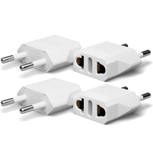 Oliveria 4 Stück Reiseadapter, US to EU Adapter, Adapterstecker USA Deutschland Stecker, Reisestecker US auf EU, US Adapter EU, USA Adapter Steckdose, EU Stecker Adapter für Geräte mit USA - Weiß von Oliveria