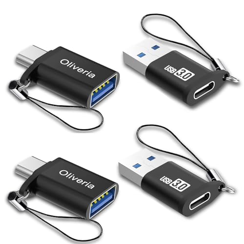 Oliveria USB C auf USB Adapter 4 Stück, Typ C auf USB 3.0 Adapter, USB Type-C auf USB, Thunderbolt 3 auf USB Buchse OTG Adapter für Phone 15, MacBook Pro 2022/2021/2020, Galaxy und weitere von Oliveria