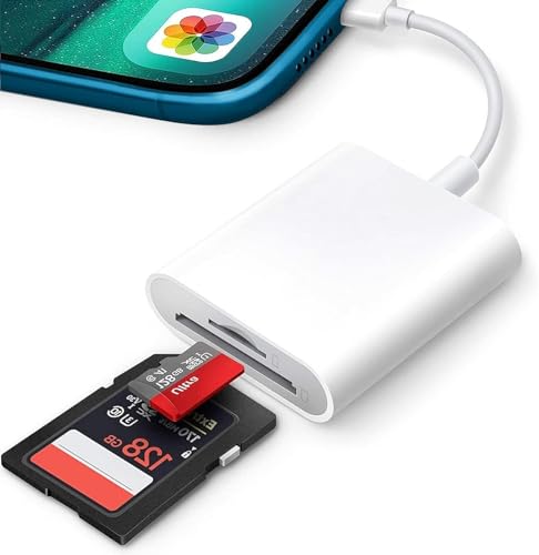SD Kartenleser für Phone 2 in 1 SD Kartenleser mit Micro SD/TF Dual Slot, Kamera Speicherkartenadapter für Phone 8/14/13/12, Plug and Play von Oliveria