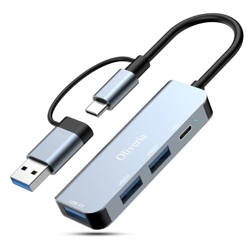 USB C Hub 3.0, 4 in 2 USB Hub 3.0 Multiport Adapter mit USB 3.0, USB 2.0 Ports, USB Verteiler, USB Typ C Hub für MacBook Air/Pro, Galaxy, iPad, Windows, Laptop, Desktop, PS4/PS5 usw von Oliveria