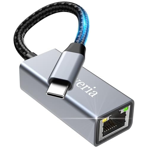 USB C auf Ethernet Adapter, Oliveria USB C zu RJ45 Gigabit Ethernet LAN Netzwerkadapter für iPhone 15 Pro, iPad Pro/Air, MacBook Pro/MacBook Air M1 M2, Galaxy S23, Surface Book, Dell XPS usw. von Oliveria