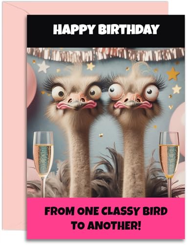 Best Friend Birthday - One Classy Bird Bestie Design - Lustige Geburtstagskarte für Frauen A5 Größe mit rosa Umschlag Entworfen und gedruckt in Großbritannien von Olivia Samuel