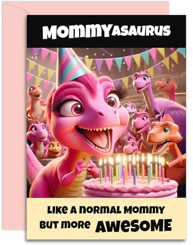 Mommysaurus Geburtstagskarte – lustiges rosa Dinosaurier-Design – Von kleinen Jungen, Mädchen, Kleinkind, so Tochter. A5-Größe mit rosa Umschlag. von Olivia Samuel