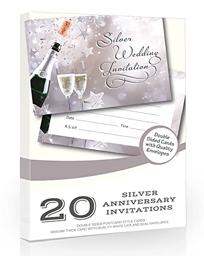 Olivia Samuel 20 x Einladungen zur Silberhochzeit von Ready to Write – Umschläge im Lieferumfang enthalten von Olivia Samuel