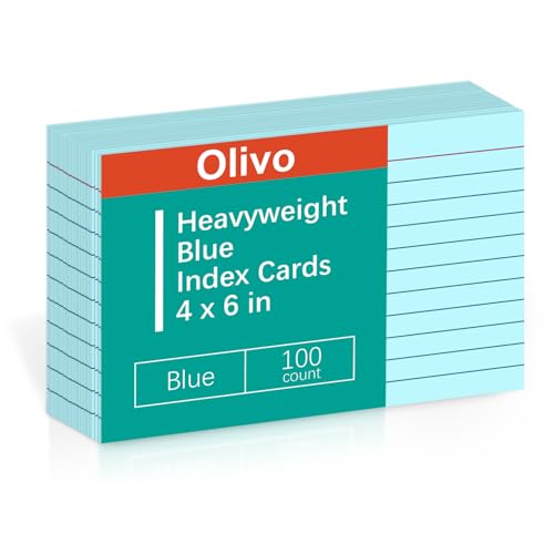 Blaue Karteikarten, 10 x 15 cm, liniert, 100 Stück, 220 g/m², schwer Blaue Karteikarten, 10 x 15 cm, liniert, 100 Stück, 220 g/m², schwer von Olivo