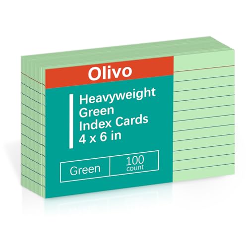 Grüne Karteikarten, 10 x 15 cm, liniert, 100 Stück, 220 g/m², schweres Gewicht Grüne Karteikarten, 10 x 15 cm, liniert, 100 Stück, 220 g/m², schweres Gewicht von Olivo