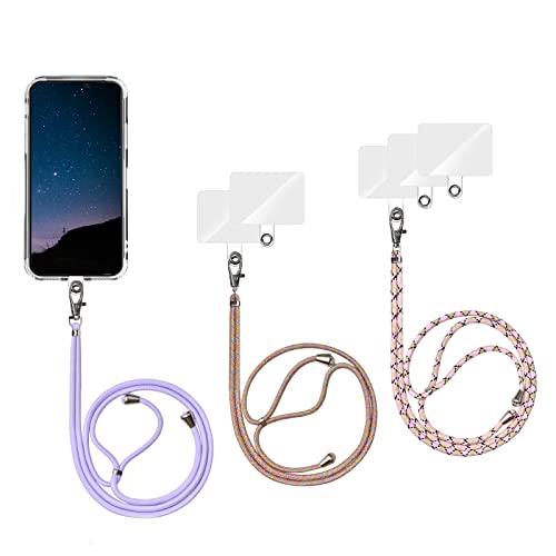 Olliwon Universale Handykette, Handy Halsband Lanyard (3 Stück) Smartphone Necklace für Handyhülle mit meisten Smartphones Pink Aprikose Curry/Lila/Rainbow von Olliwon