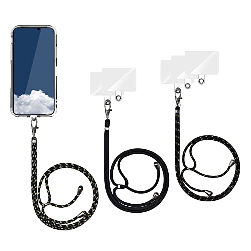 Olliwon Universale Handykette, Handy Halsband Lanyard (3 Stück) Smartphone Necklace für Handyhülle mit meisten Smartphones Schwarz/Schwarz Gold/Grüner Reis Schwarz von Olliwon
