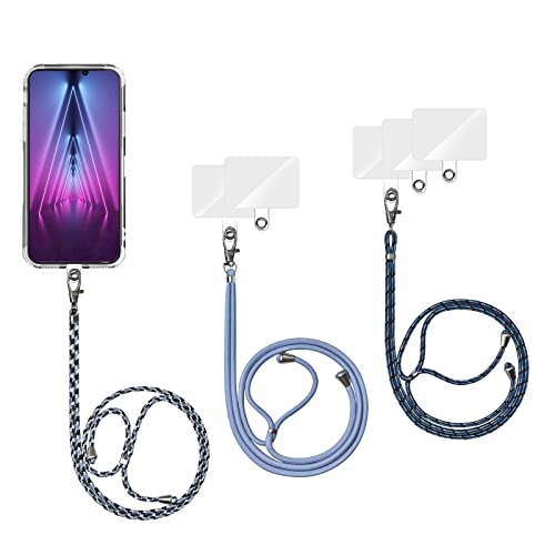 Olliwon Universale Handykette, Handy Halsband Lanyard (3 Stück) Smartphone Necklace für Handyhülle mit meisten Smartphones Schwarz und Weiß Grau/Graublau/Gradient Blau von Olliwon