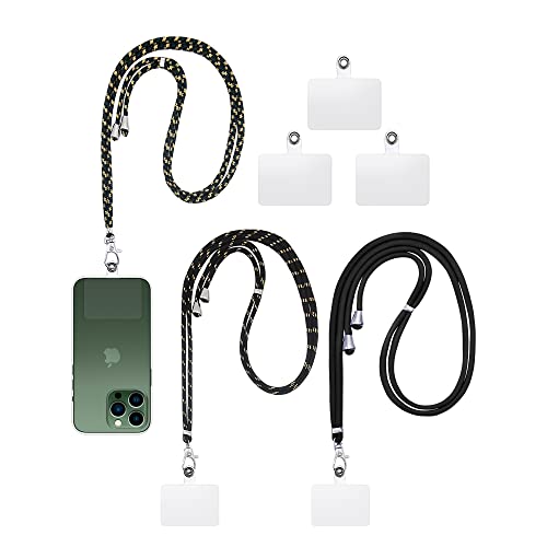 Olliwon Universelle Handykette, Handyhalsband Lanyard (3 Stück) Smartphone Halskette für Handyhülle mit den meisten Smartphones Schwarz/Schwarz-Gold/Grün-Reis-Schwarz von Olliwon