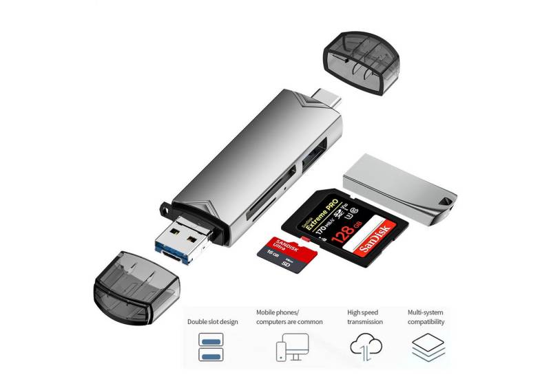 Olotos Speicherkartenleser 6 in 1 SD Speicherkartenleser USB 3.0 Typ C Micro USB OTG TF XC MMC von Olotos
