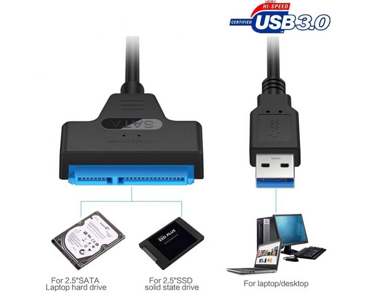 Olotos USB 3.0 auf zu SATA Adapter Kabel 22 Pin Für 2,5" Festplatte HDD SSD Audio- & Video-Adapter, Konverter Adapterkabel für SSD/HDD Datenübertragung von Olotos