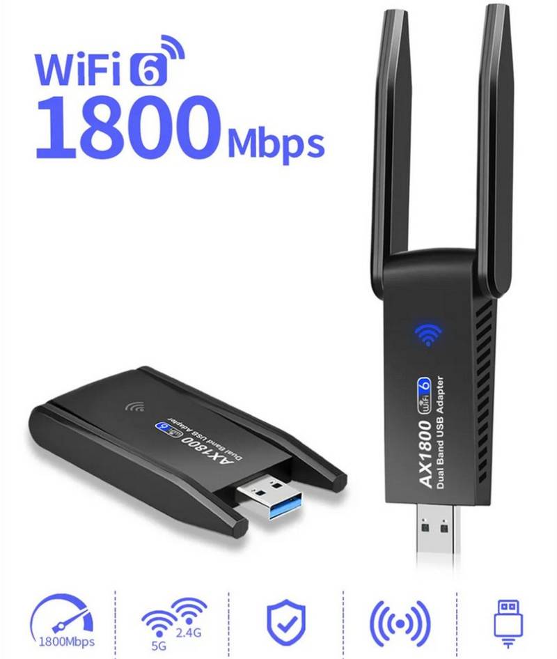 Olotos WLAN-Stick 1800Mbps USB WiFi AC Dongle Wireless Adapter Dual Band 2.4GHz 5GHz von Olotos