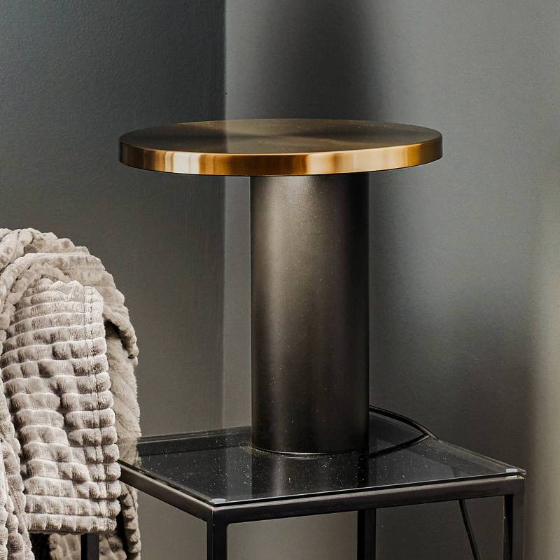 Oluce Cylinda LED-Tischleuchte schwarz-gold von Oluce