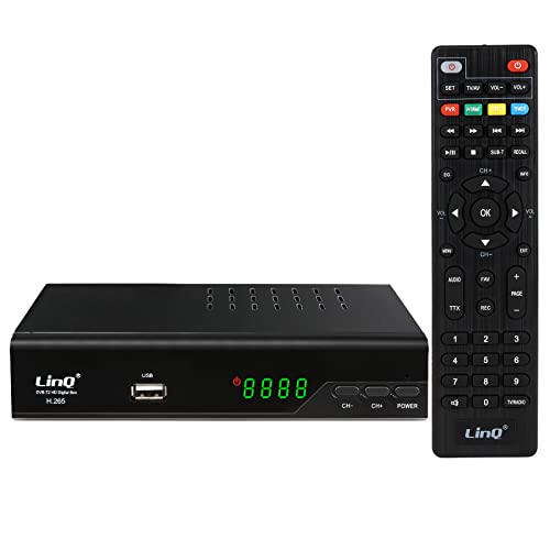 DVB-T2 Decoder HD 1080p H.265 HEVC Digitaler Empfänger Terrestrischer HDMI TV Stick 10 Bit 60 FPS, USB WiFi Unterstützung, SCART, Ethernet, Universal Remote Control von Oluote