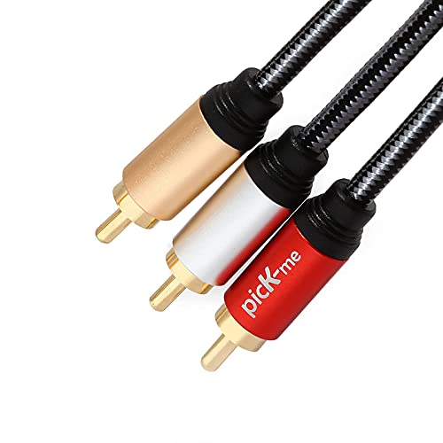 Oluote 3 RCA Stecker auf 3 RCA Stecker 24K Vergoldeter Anschluss Stereo Audio Cinch Kabel für DVD/VCR/HD-TV usw (3) von Oluote