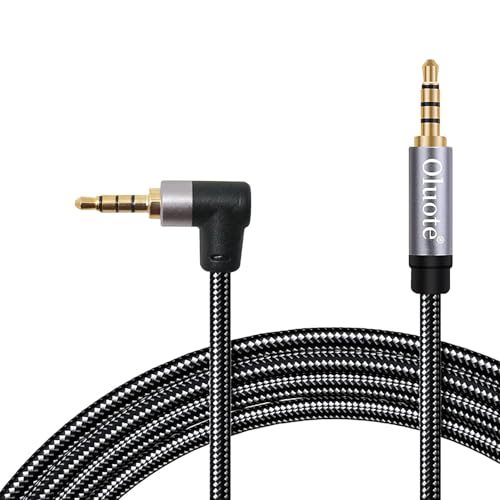 Oluote 3.5mm TRRS Aux-Kabel, 90 Grad Rechtwinklig Stecker auf Stecker Audio Kabel 4 polig, Aux Cord mit Mikrofon-kompatibel, für Auto/Home Stereo, Lautsprecher,Kopfhörer (10M) von Oluote