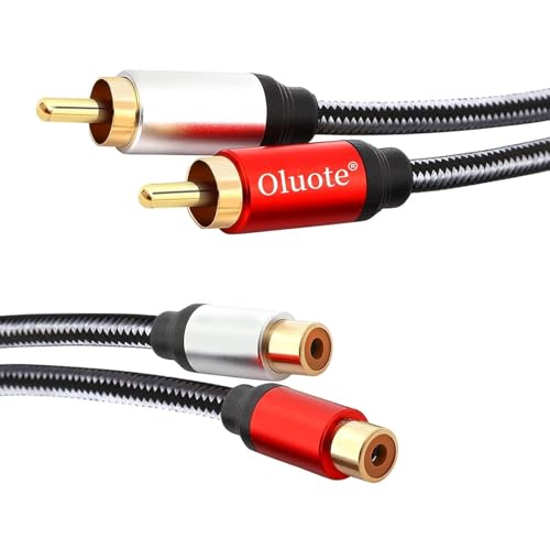 Oluote Cinch Verlängerungskabel, Vergoldete Cinch Kabel 2x Cinch Stecker auf 2x Cinch Buchse Stereo Audio Kabel Subwoofer Kabel für Verstärker, Heimkino (1.5M) von Oluote