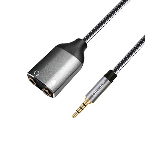 Oluote Headsets Splitter Adapter, 3,5 mm TRRS Nylongeflecht 4-poliger Stecker auf 2-Buchse TRS Kopfhörer Mikrofon Splitterkabel, kompatibel mit PS4 Xbox One Gaming Headset Tablet Laptop PC (1.5M) von Oluote