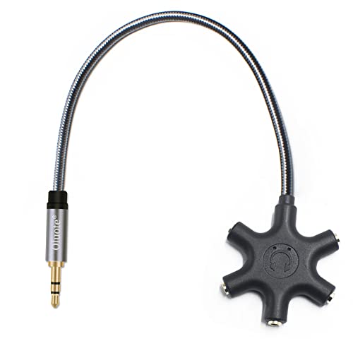 Oluote Kopfhörer-Splitter, 5-Wege Multi Kopfhörer Audio Splitter Anschluss, 3.5mm TRS Stecker auf 3.5mm TRS Buchse * 5 Splitter Adapter für MP3 Player, Handy, PC, Kopfhörer, Lautsprecher(0.3m) von Oluote